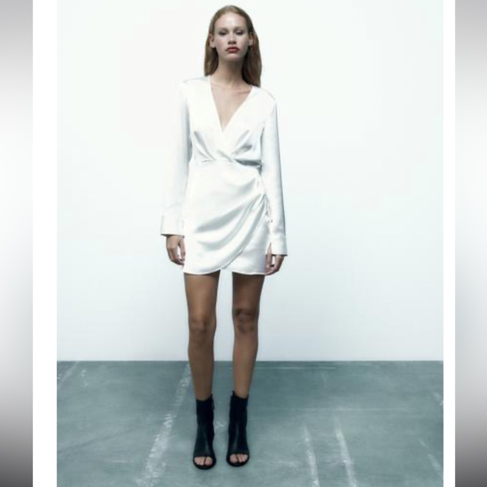 Zara White Mini Wrap Dress